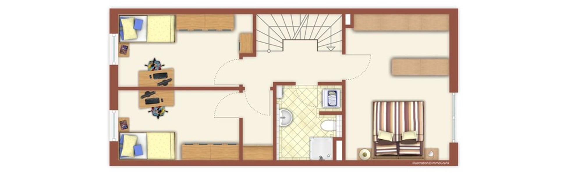 Grundriss OG - Attraktive Maisonettewohnung mit Terrasse und Garten - ideal für eine kleine Familie