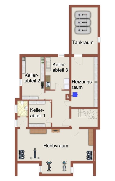 Grundriss Kellergeschoss - 3-Familienhaus auf großem Grundstück in gewachsener Lage von Wiesloch