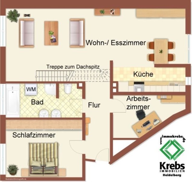  - Außergewöhnliche, großzügige 2,5-Zimmer-Dachgeschosswohnung im Herzen der Heidelberger Altstadt