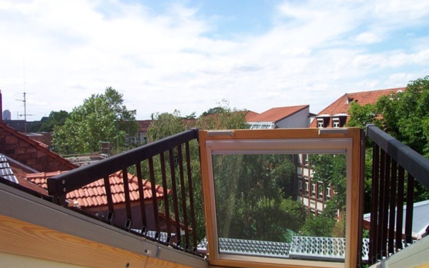 Blick aus Panoramafenster - Außergewöhnliche, großzügige 2,5-Zimmer-Dachgeschosswohnung im Herzen der Heidelberger Altstadt