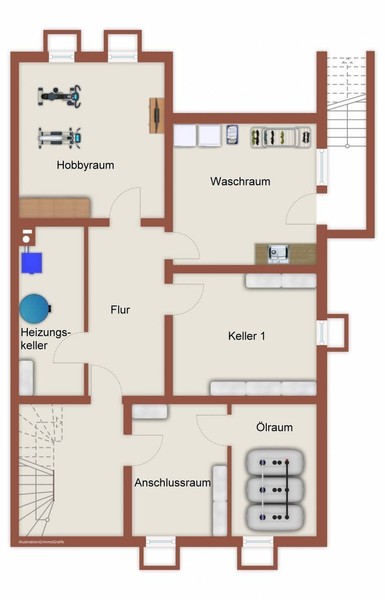 Grundriss Untergeschoss - Nußloch: Geräumiges Ein- bis Zweifamilienhaus mit viel Potenzial