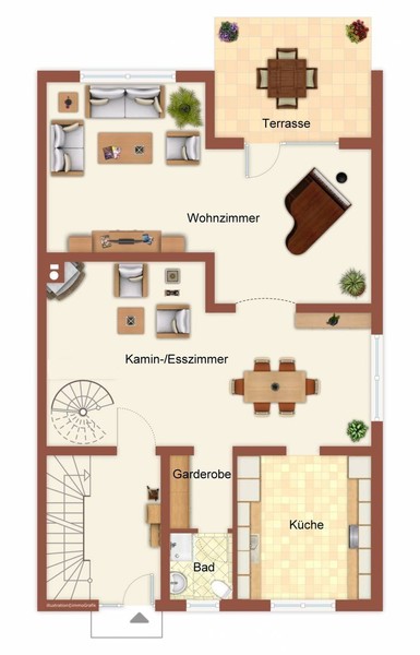 Grundriss Erdgeschoss - Nußloch: Geräumiges Ein- bis Zweifamilienhaus mit viel Potenzial