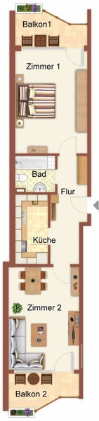Grundriss - HD-Handschuhsheim: Tolle Wohnung mit 2 Balkonen und TG-Stellplatz!