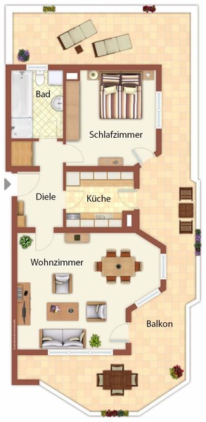 Grundriss - HD-Ziegelhausen: Tolle 2 Zimmerwohnung mit riesigem Balkon