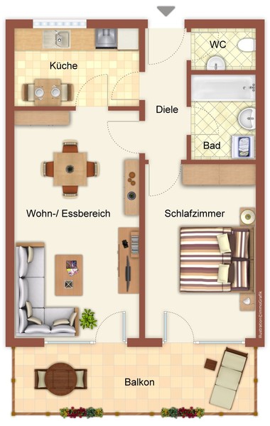 Grundriss - HD-Neuenheim: Tolle 2-Zimmerwohnung mit Balkon in Bestlage