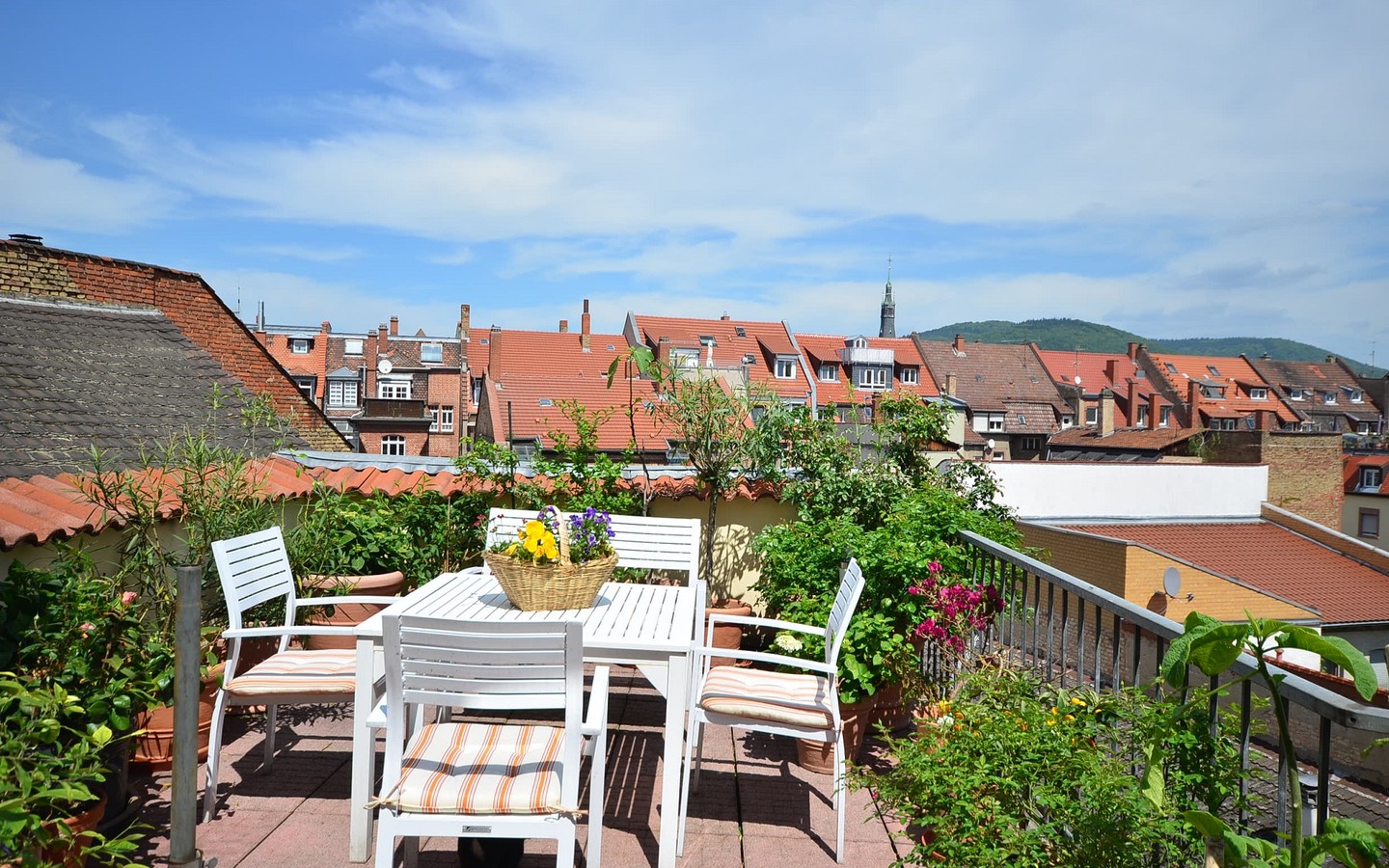 Blick von der Dachterrasse - Heidelberg-Weststadt (Lenaustr): Sehr schöne 4-Zimmer-Maisonettewohnung