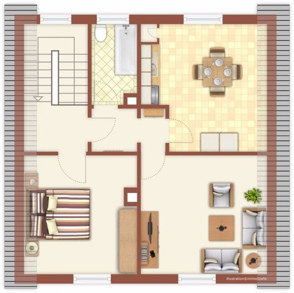 Obergeschoss - Kleines 1-2 Familienhaus mit großem Garten