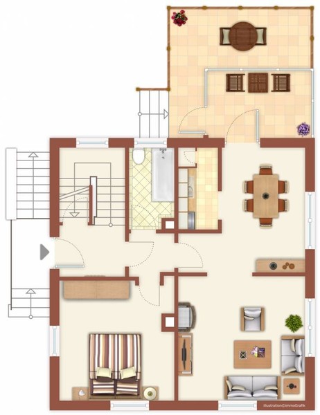 Erdgeschoss - Kleines 1-2 Familienhaus mit großem Garten