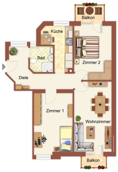 Grundriss - HD-Bergheim: Charmante 3-Zimmerwohnung in denkmalgeschützem Stadthaus