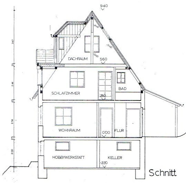 Gebäudequerschnitt - Handschuhsheim - Höhenlage - Heiligenbergstraße