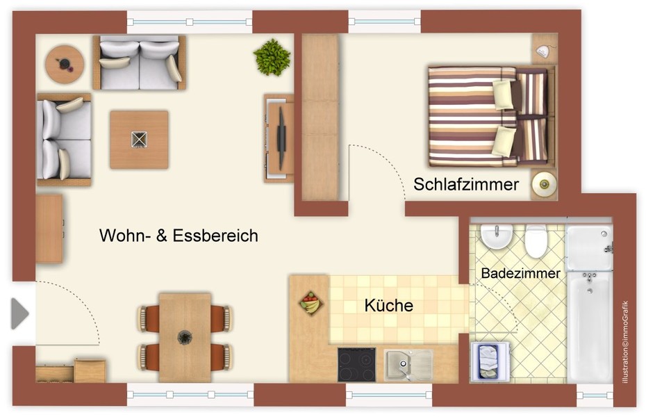 Grundriss - Seltene Gelegenheit: Gepflegte 2-Zimmerwohnung in der Heidelberger ,,Plöck‘‘