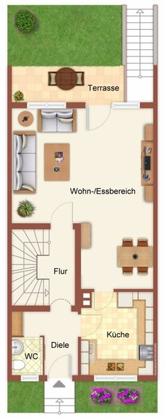 Grundriss EG - Gemütliches Reihenmittelhaus in guter Wohnlage von Schriesheim