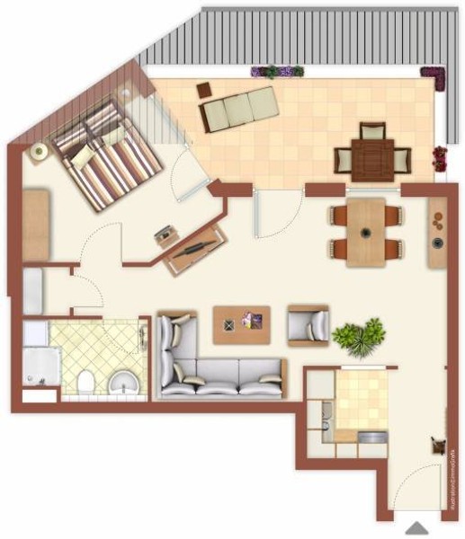 Grundriss - Schicke Single-Wohnung mit großer Dachterrasse in ruhiger Lage