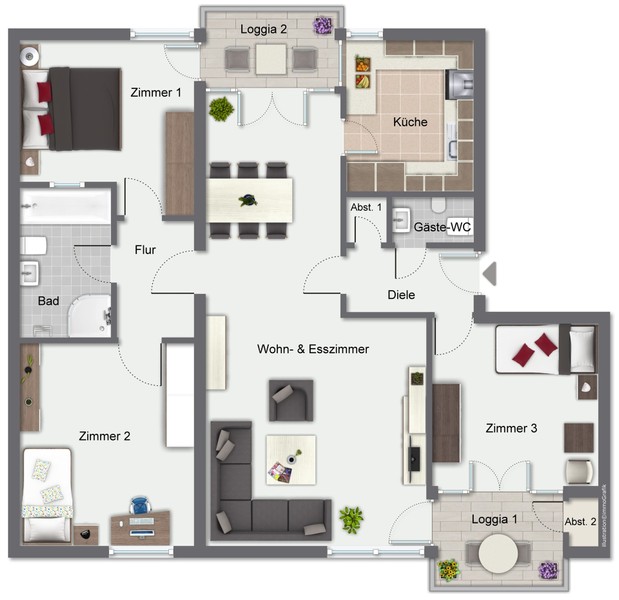 Grundriss - Weinheim: Modernisierte 4,5-Zimmer-Wohnung in familienfreundlicher und zentraler Wohnlage