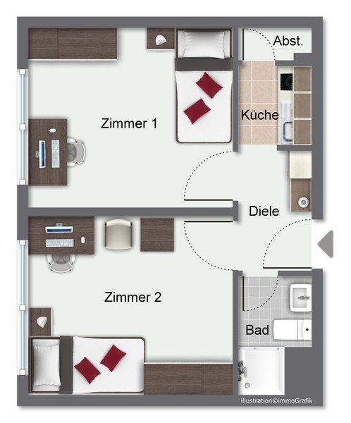 Grundriss - HD-Bergheim: 2-Zimmer-Wohnung in bester City-Lage zum Eigennutz oder zur Neuvermietung!