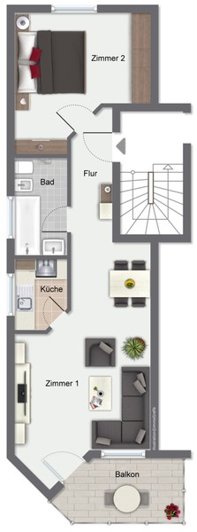 Grundriss - Provisionsfrei: Geräumige 2-Zimmer-Wohnung mit malerischer Aussicht in HD-Ziegelhausen
