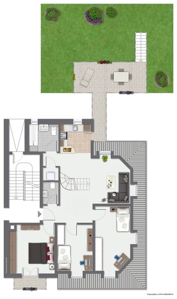 Grundriss 1. Etage - Idyllische Maisonettewohnung mit Dachterrasse und Gartenanteil