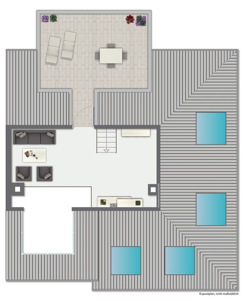 Grundriss 2. Etage - Idyllische Maisonettewohnung mit Dachterrasse und Gartenanteil