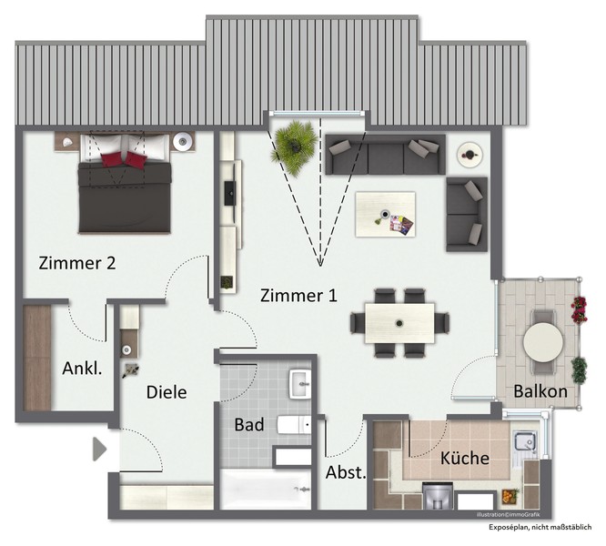 Grundriss - Neues Eigenheim oder neue Kapitalanlage: 2-Zimmer-Dachwohnung in Leimen - sofort bezugsfrei!