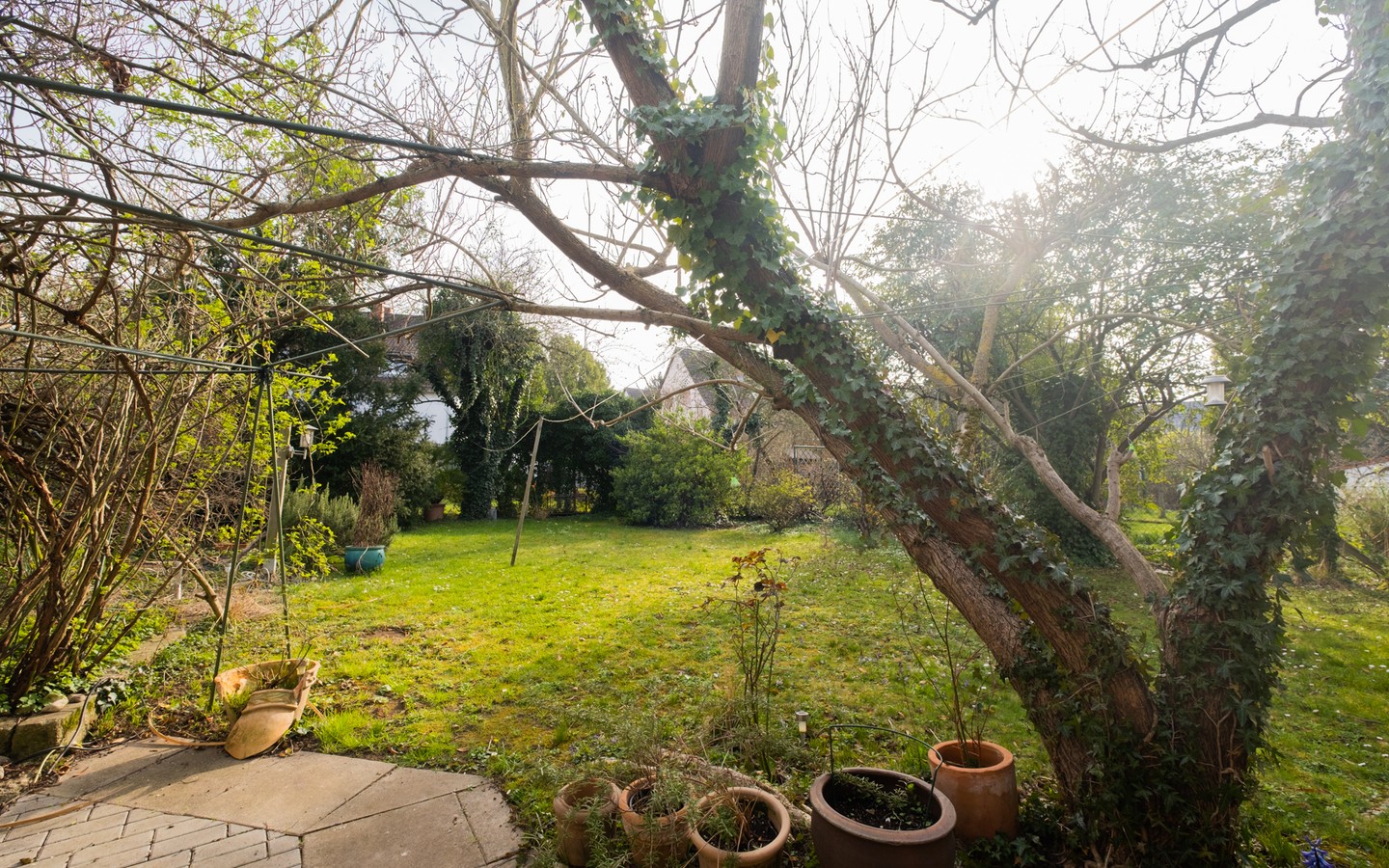 Blick in den Garten - Provisionsfrei: vermietete Doppelhaushälfte mit sonnigem Garten in HD-Pfaffengrund