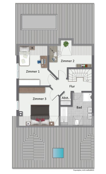 Grundriss DG 2 - Behaglich wohnen: Attraktive 4-Zimmer-Maisonette mit Terrasse und TG-Stellplatz in Rohrbach