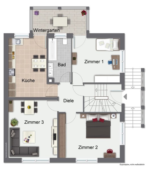 Grundriss 1. Obergeschoss - Seltene Gelegenheit: Helle, teilvermietete Doppelhaushälfte in beliebter Wohnlage
