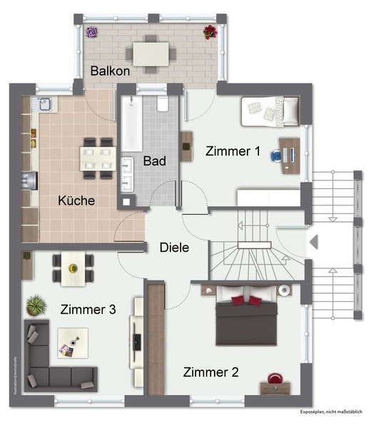 Grundriss 2. Obergeschoss - Seltene Gelegenheit: Helle, teilvermietete Doppelhaushälfte in beliebter Wohnlage