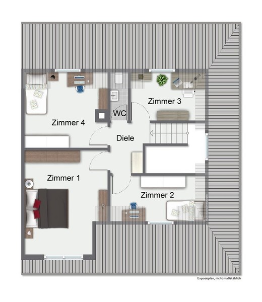 Grundriss Dachgeschoss - Seltene Gelegenheit: Helle, teilvermietete Doppelhaushälfte in beliebter Wohnlage