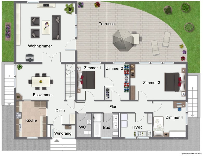 Erdgeschoss - Viel Platz zum Leben, Wohnen & Arbeiten: großzügiger Bungalow auf parkähnlichem Grundstück in Ketsch