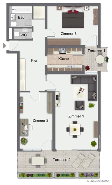 Grundriss - Geräumige 3-Zimmerwohnung mit direktem Gartenzugang in guter Lage von Ziegelhausen