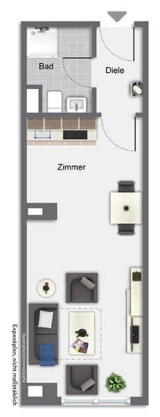 Grundriss - Gemütliche und helle 1-Zimmer-Wohnung in zentraler Lage im Heidelberger Stadtteil Rohrbach