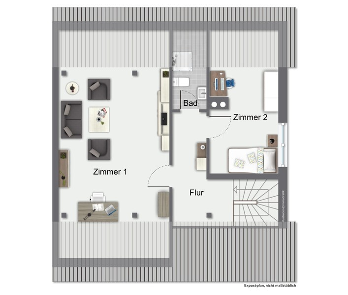 Dachgeschoss - Pfaffengrund: Doppelhaushälfte mit gefälligem Grundriss und Einliegerwohnung