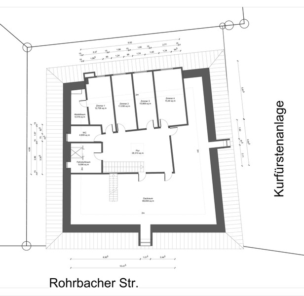 Grundriss DG - Absolute Rarität: Das „Hansa-Haus“ in Heidelberg steht zum Verkauf