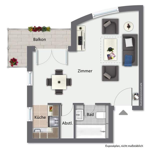 Grundriss  - Provisionsfrei: Helle 1-Zimmer-Wohnung im schönen Ziegelhausen