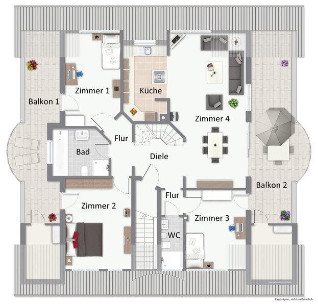 Grundriss Wohnung - Plankstadt: Top gepflegt und zum Einzug bereit 4-Zimmer-Wohnung mit 2 Balkonen und 2 Bädern
