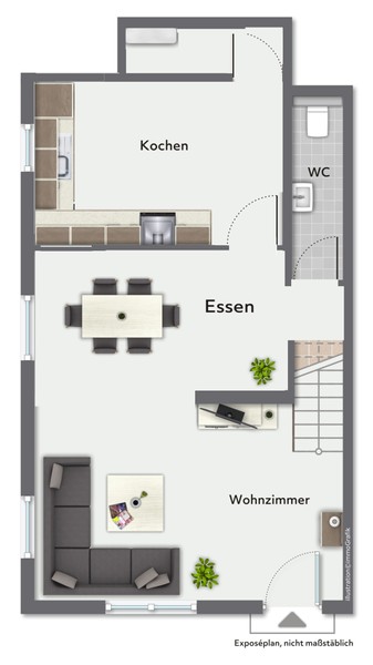 Grundriss EG - Klein aber fein. Ein kleines Haus mit Terrasse in ruhiger Lage.