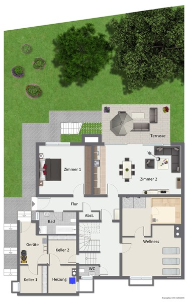 Grundriss UG - Großzügiges Einfamilienhaus mit Garten, vermieteter Einliegerwohnung und spannenden Extras